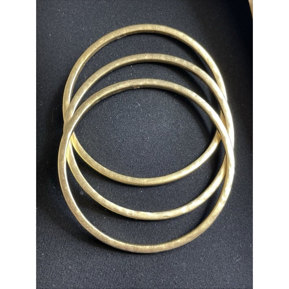 LAUREN RALPH LAUREN  LRL Brushed Gold-tone Bangle Bracelets Set Of 3 Signed